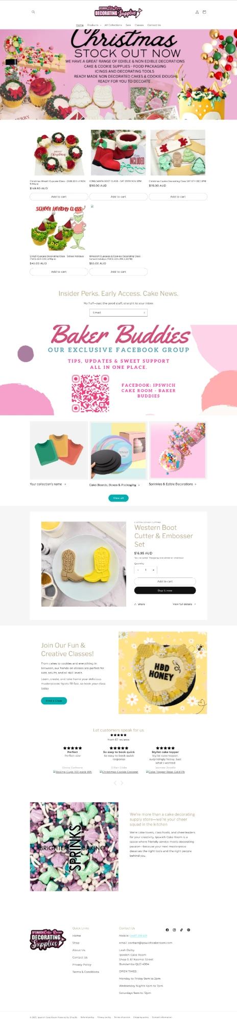 Ipswich Cake Room homepage before the redesign